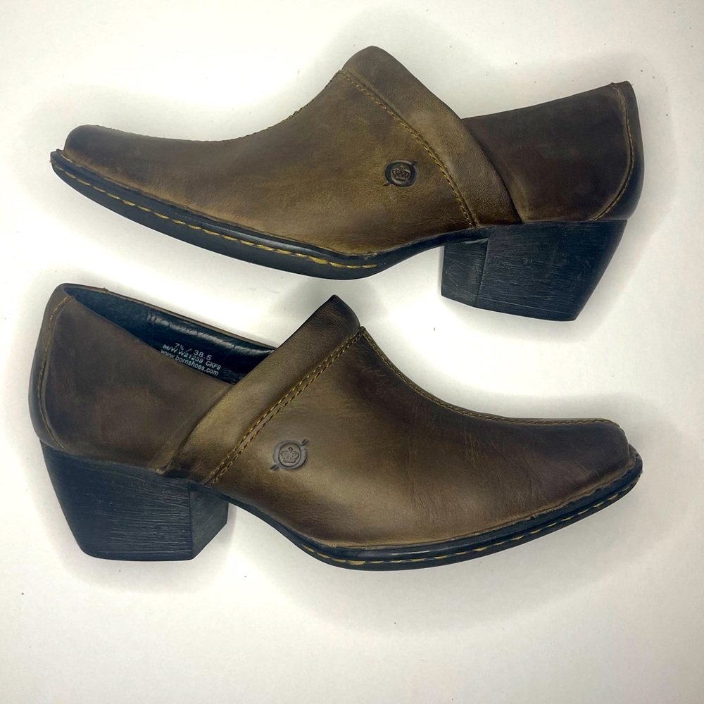 Born Kinney loafers slip on brown leather shoes size 7